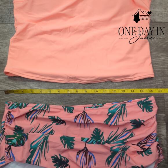 Eomenie Plus Size Ruffle Shoulder Tankini Swimsuit Size 2XL - Picture 5 of 7